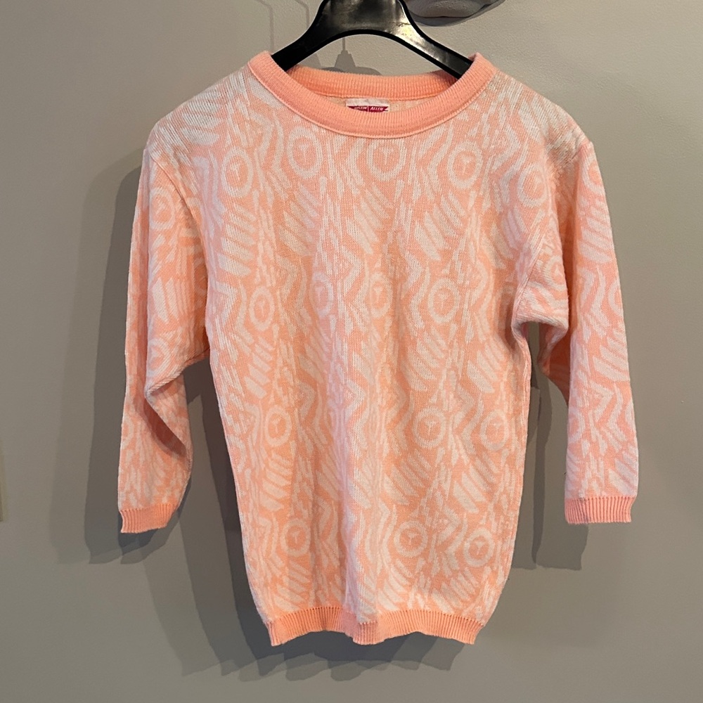 Vintage Justin Allen Peach Patterned Women's Sweater